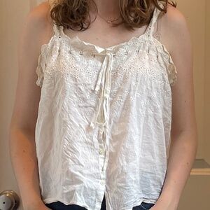 Madewell White Cotton Eyelet Tank Top